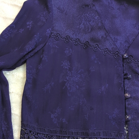 Vintage 80s K Studio Royal Purple Blouse/Jacket - Picture 6 of 17